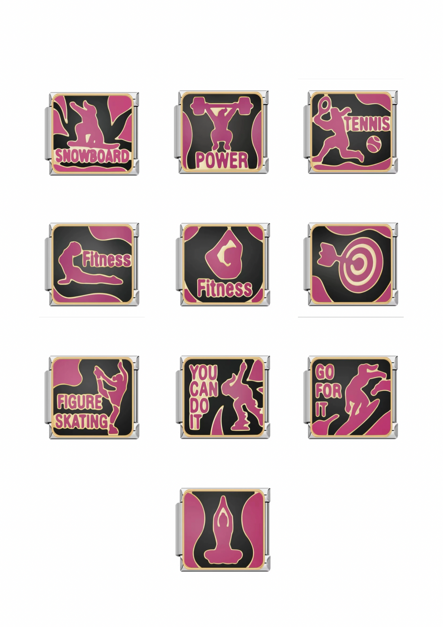 Pink & Black Sports Italian Charms
