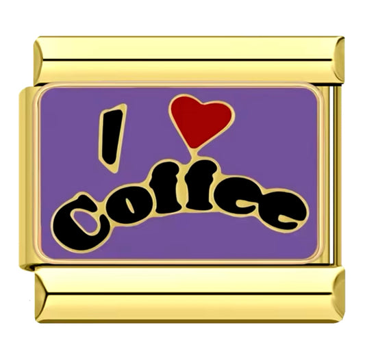 Gold I <3 Coffee Purple Charm